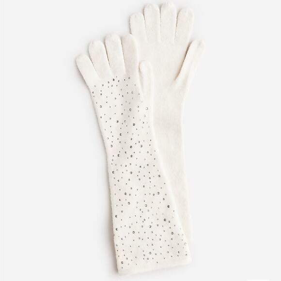 J. Crew Long Crystal Gloves in Supersoft Yarn NEW - Picture 1 of 5